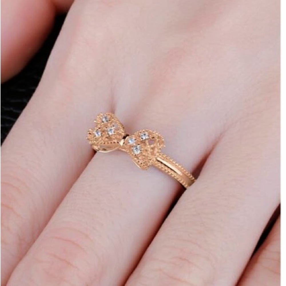 NEW Rose Gold Plated-Bow Ring - Size 6 - Picture 5 of 6